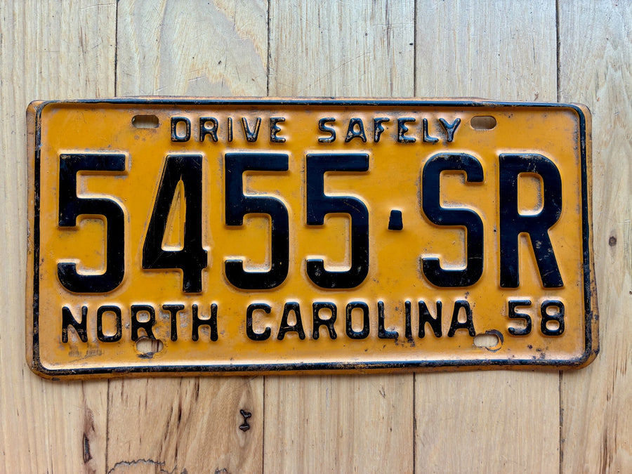 1958 North Carolina License Plate