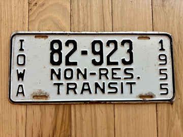 1955 Iowa Non Residential Transit License Plate