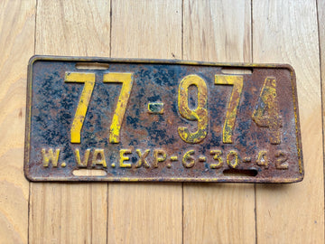 1942 West Virginia License Plate