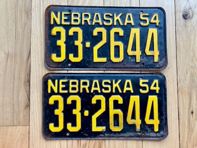 Pair of 1954 Nebraska License Plates