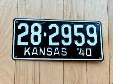 1940 Repainted Kansas License Plate