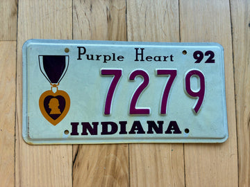 1992 Indiana Purple Heart License Plate