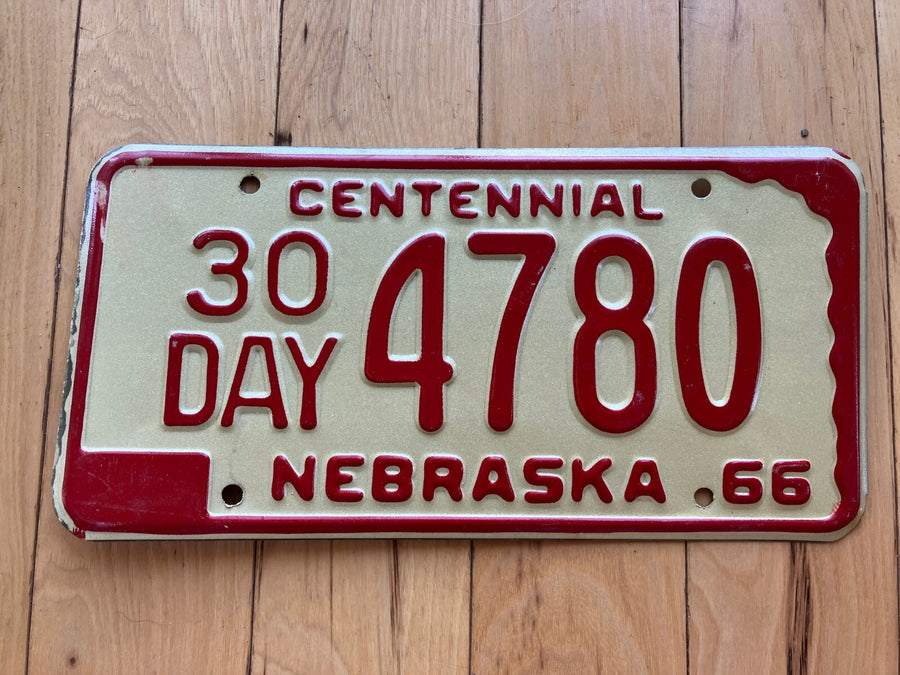 1966 Nebraska 30 Day License Plate