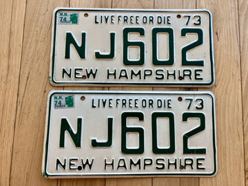 Pair of 1973 New Hampshire License Plates