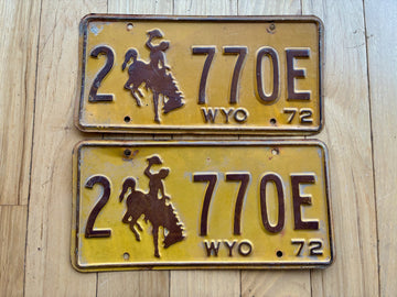 1972 Pair of Wyoming License Plates
