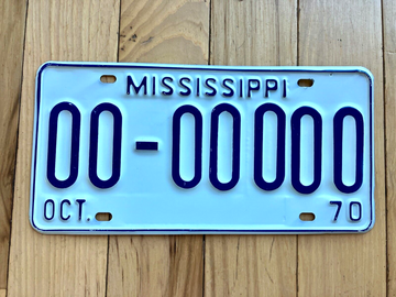 1970 Mississippi Sample License Plate