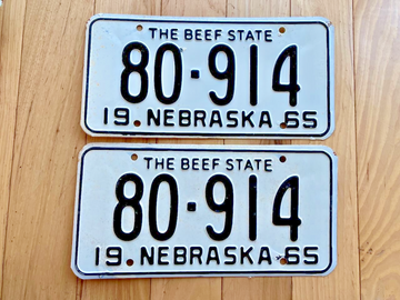 Pair of 1965 Nebraska License Plates