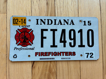 2015 Indiana Firefighters License Plate