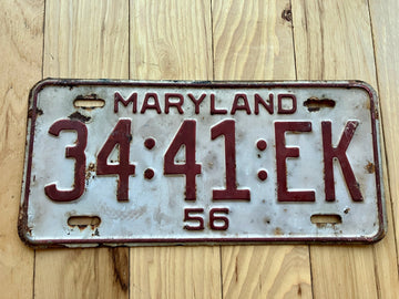 1956 Maryland License Plate