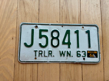 1963 1966 Washington State Trailer License Plate - Check W/ DOL First For YOM