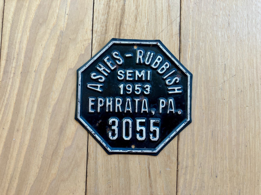 1953 Ashes Rubbish Semi Ephrata Pennsylvania License Plate