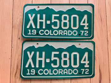 Pair of 1972 Colorado License Plates