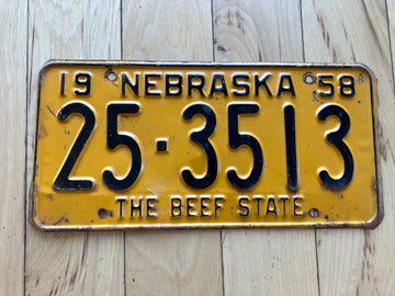 1958 Nebraska License Plate