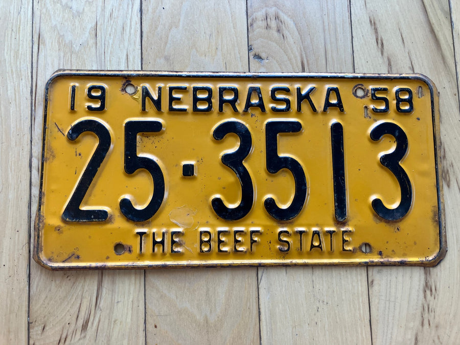 1958 Nebraska License Plate