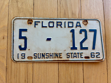 1962 Florida License Plate - Numbers YOM Clear