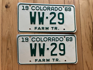 Pair of 1969 Colorado Farm Tractor License Plates