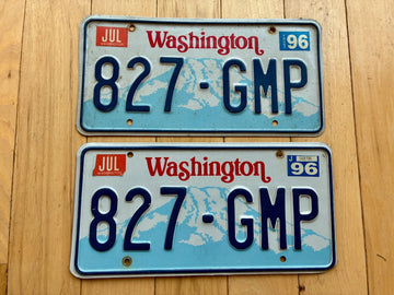1996 Pair of Washington State License Plates - Check With DOL First For YOM