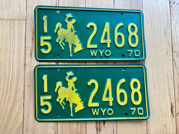 Pair Of 1970 Wyoming License Plate
