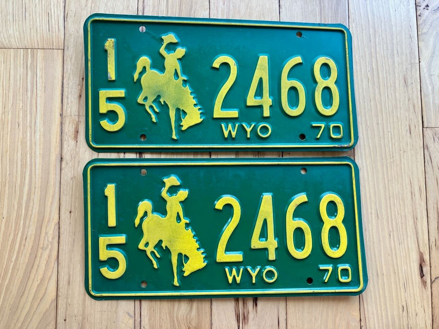 Pair Of 1970 Wyoming License Plate