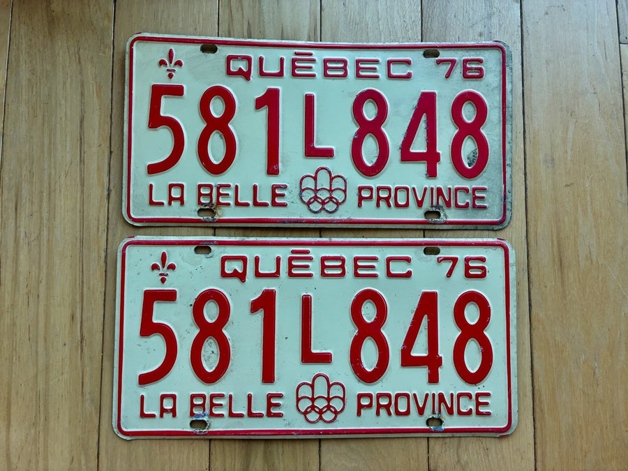 1976 Pair of Quebec License Plates