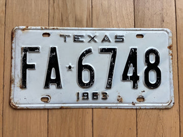 1963 Texas License Plate