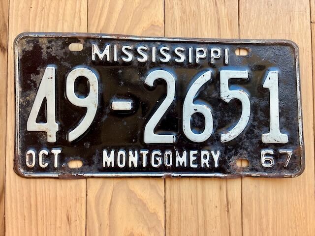 1967 Mississippi Montgomery County License Plate