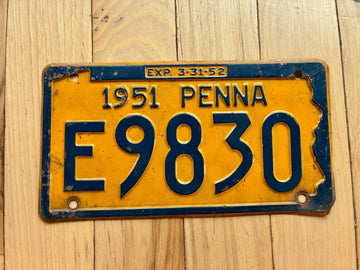 1951 1952 Pennsylvania License Plate