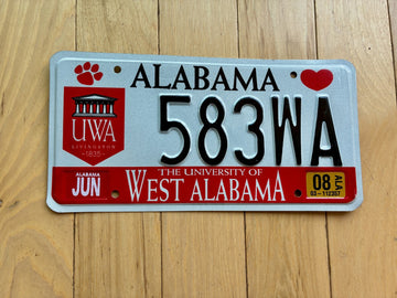 2008 The University of West Alabama License Plate