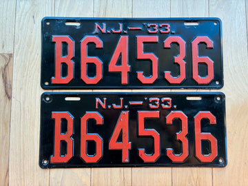 Pair of 1933 New Jersey License Plates