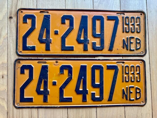 Pair of 1933 Nebraska License Plates