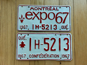 1967 Pair of Quebec License Plates