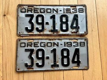 Pair of 1938 Oregon License Plates
