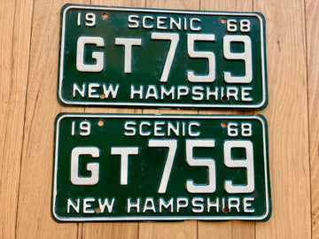 Pair of 1968 New Hampshire License Plates