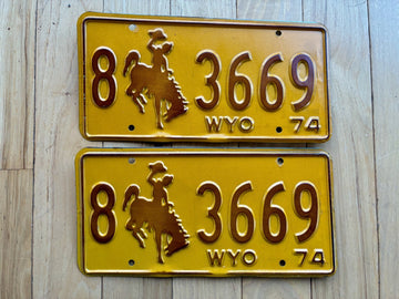 1974 Pair of Wyoming License Plates