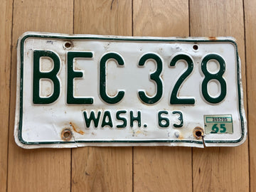 1963 Washington State License Plate W/ 1965 Tab