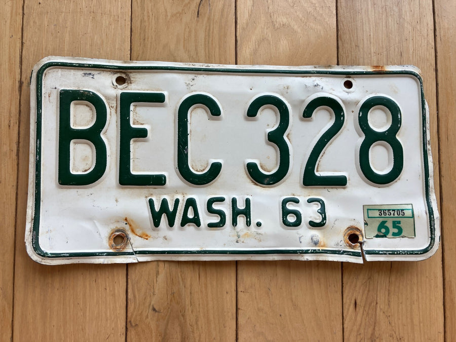 1963 Washington State License Plate W/ 1965 Tab