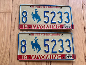 Pair Of 1977 Wyoming License Plate