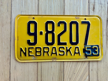 1953 Nebraska License Plate
