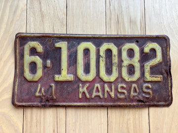 1941 Kansas License Plate
