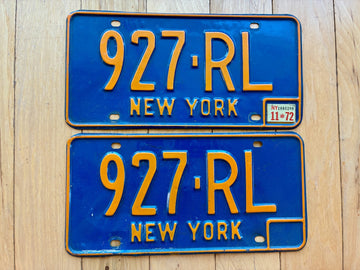 Pair of 1972 New York License Plates