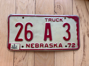 1972 Nebraska Truck License Plate W/ 1973 Tab