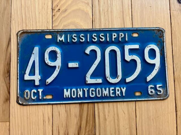 1965 Mississippi Montgomery County License Plate