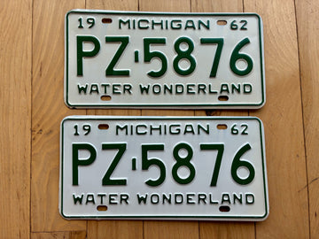 1962 Pair of Michigan License Plates