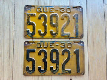 1930 Pair of Quebec License Plates