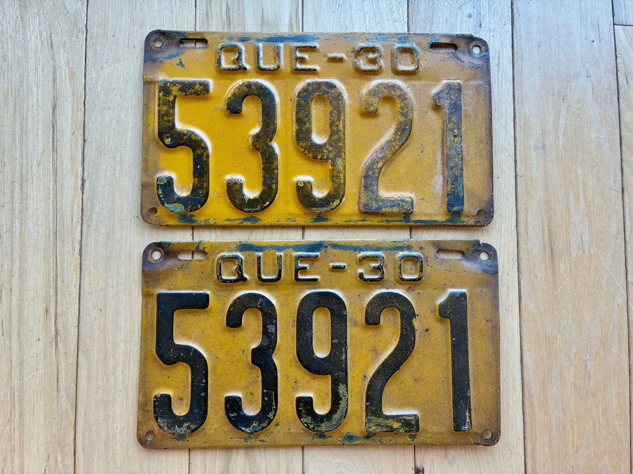 1930 Pair of Quebec License Plates