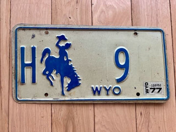 1977 Wyoming Low Number License Plate