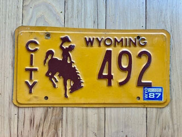 1987 Wyoming City License Plate