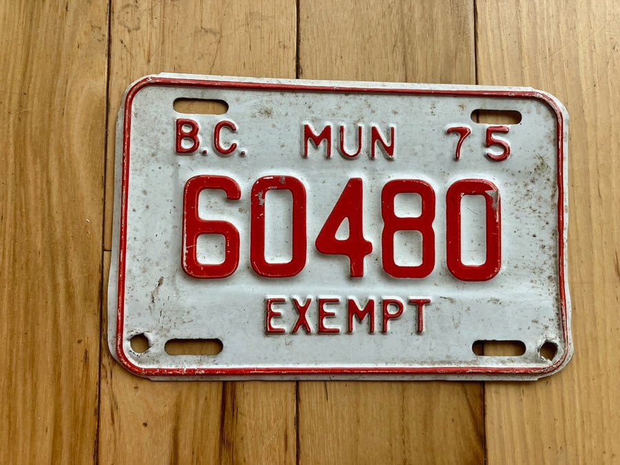 1975 British Columbia Municipal Exempt License Plate