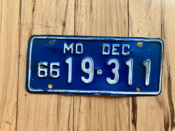 1966 Missouri Motorcycle License Plate