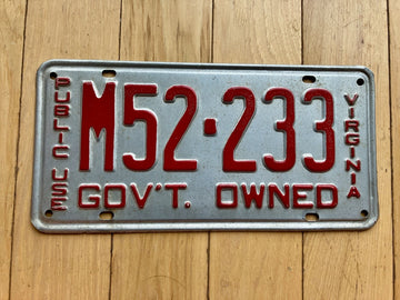 1950 to 1967 Virginia Public Use License Plate